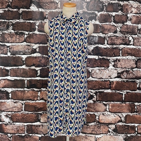 CAbi Midi Amour Dress Collar Buttons Heart Link Blue Size Small S - Picture 4 of 15